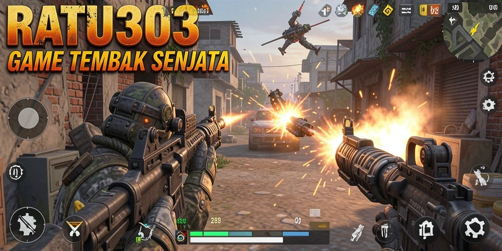 Antarmuka permainan RATU303 yang dinamis dan penuh aksi.