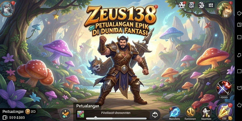 Antarmuka menarik dari game Petualangan ZEUS138 yang penuh warna.