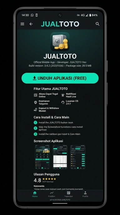Tampilan halaman APK jualtoto